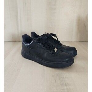 Nike Air Force 1 Women's Size 9.5 US Black Leather Sneakers DD8959-100 Used